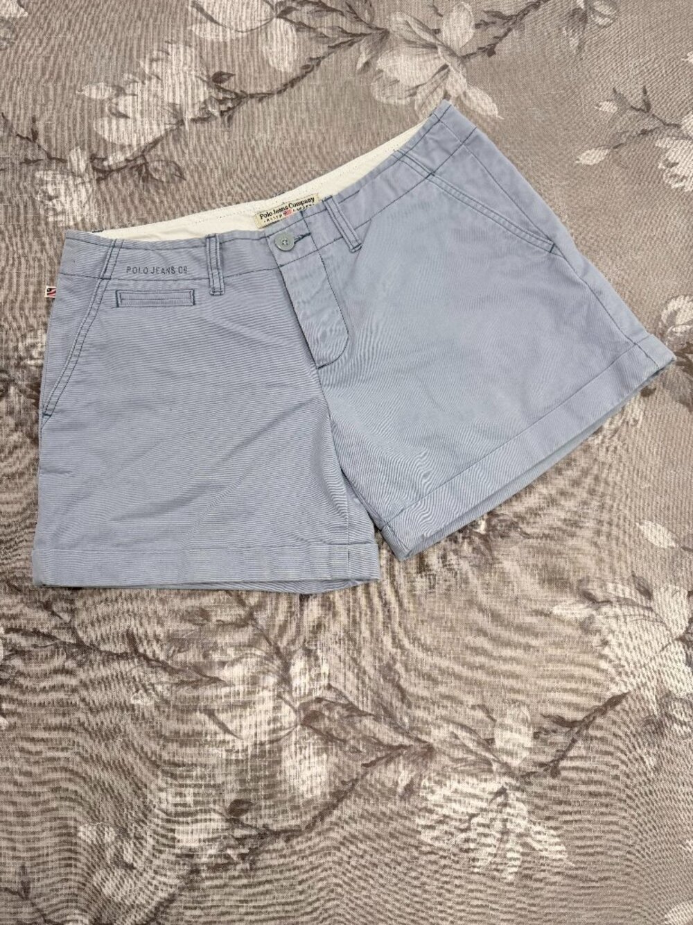 Polo Jeans Co Ralph Lauren Shorts 6 Blue Gray Cotton Chino Cuffed Vintage Y2K